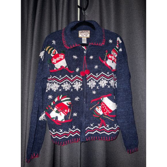 Ugly Christmas Sweater Xmas Cardigan Size Large Vintage - Picture 1 of 3